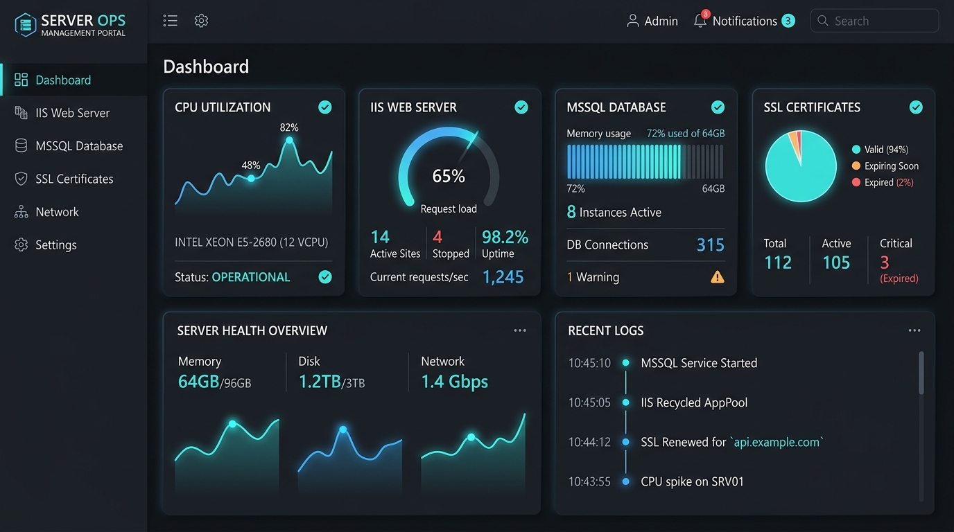 WinSer Panel Dashboard Preview
